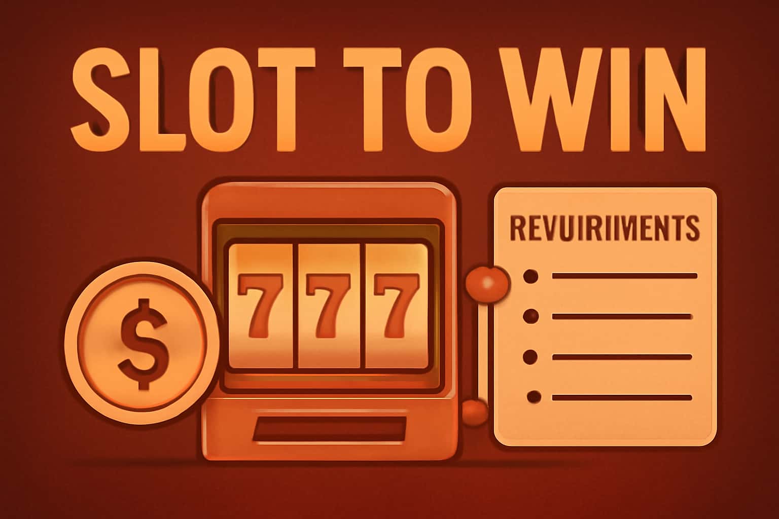 Informational scene about Slot To Win Requirements with focus on app specifications.
