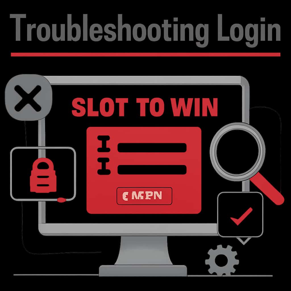 Illustration detailing troubleshooting steps for Slot To Win login.