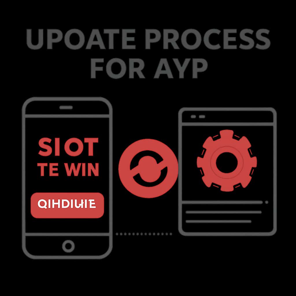 An educational illustration of the update process for the Slot To Win app.