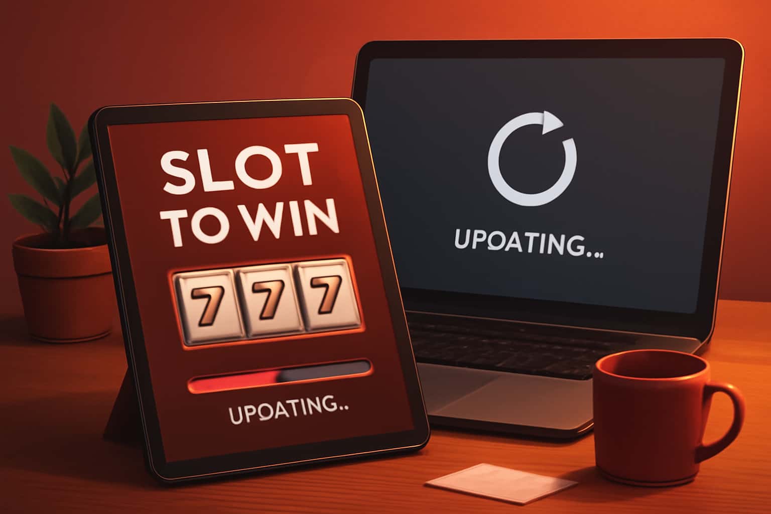 Information scene on updating the Slot To Win application.
