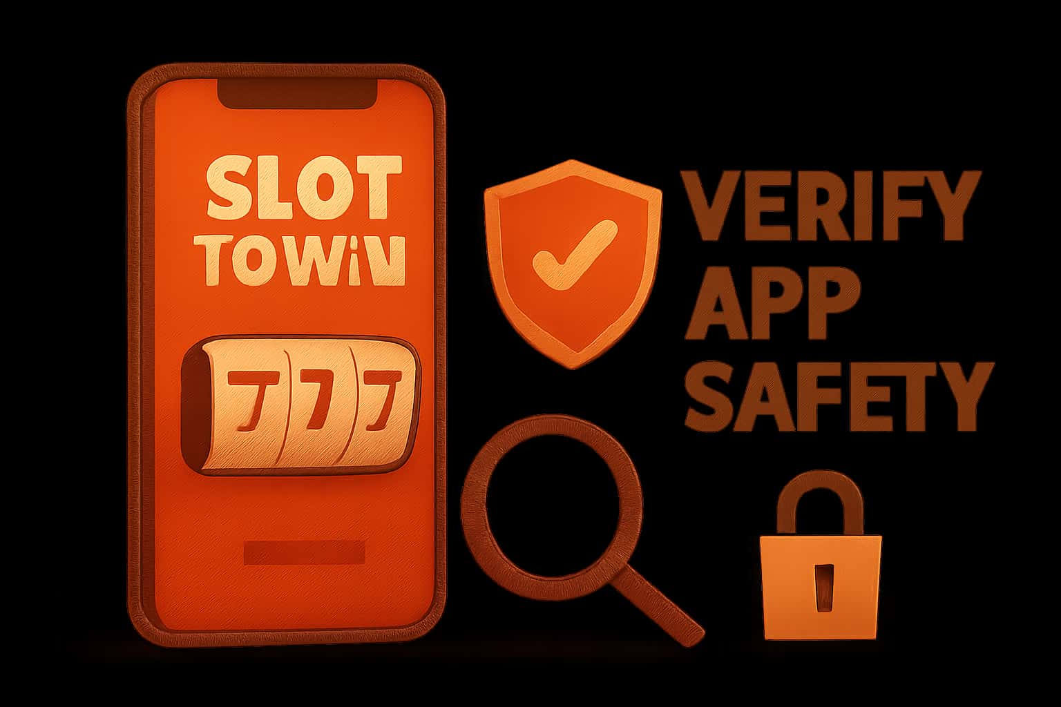 An educational scene illustrating the safety verification process for the Slot To Win app.